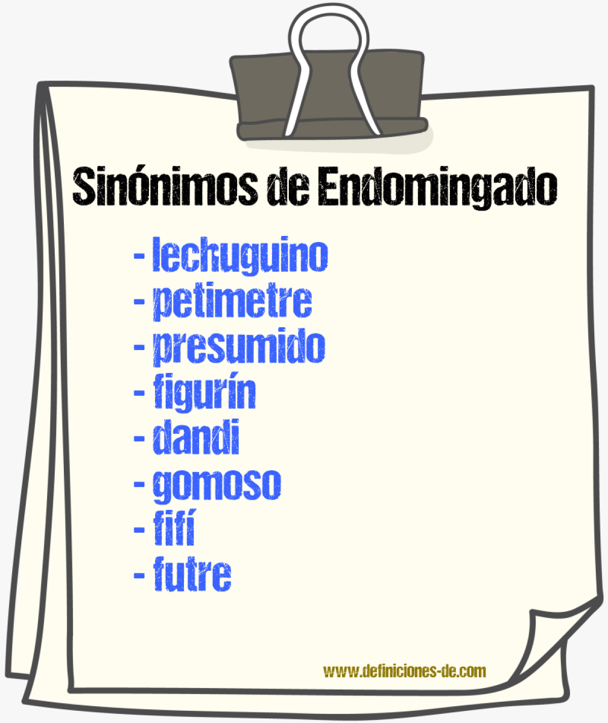 Sinnimos de endomingado