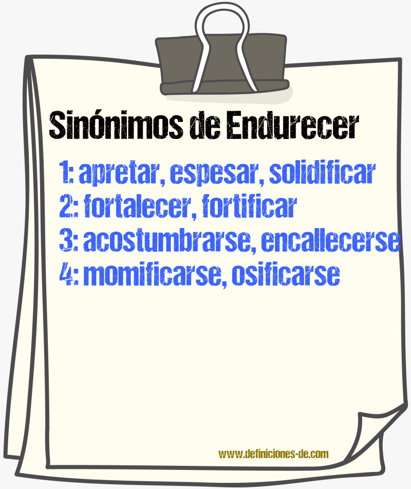 Sinnimos de endurecer