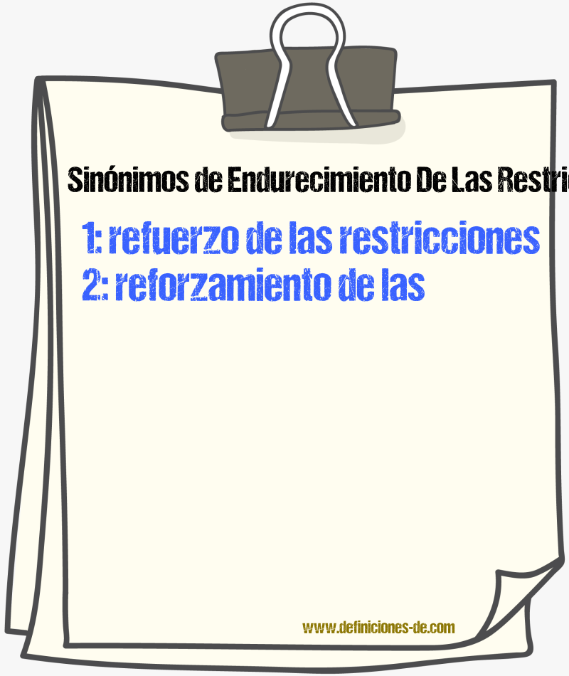 Sinónimos de endurecimiento de las restricciones