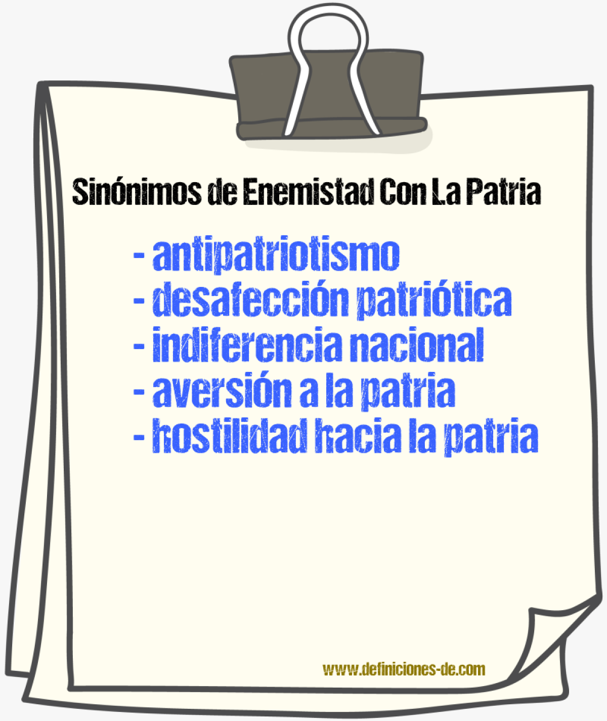 Sinónimos de enemistad con la patria