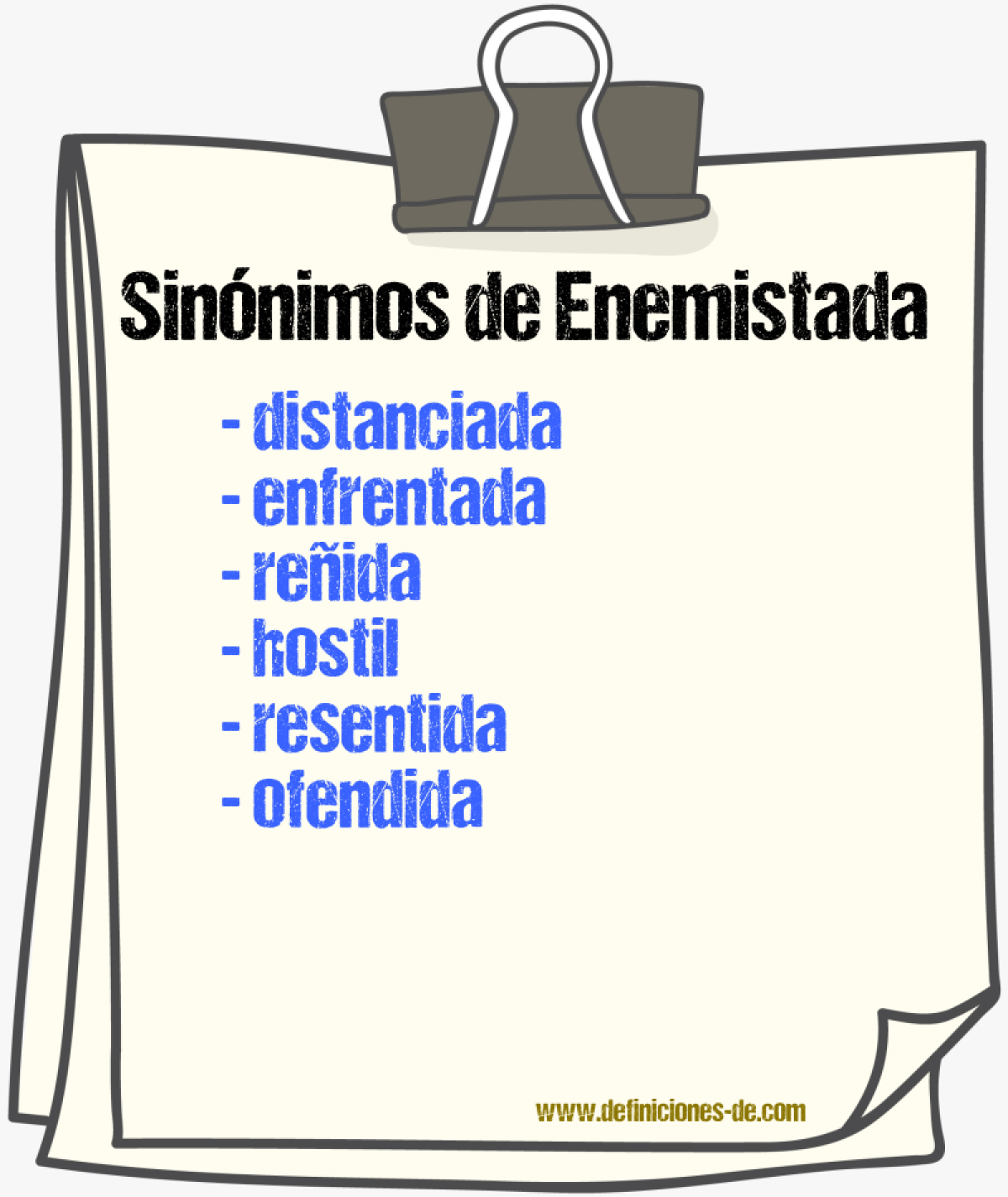 Sinónimos de enemistada