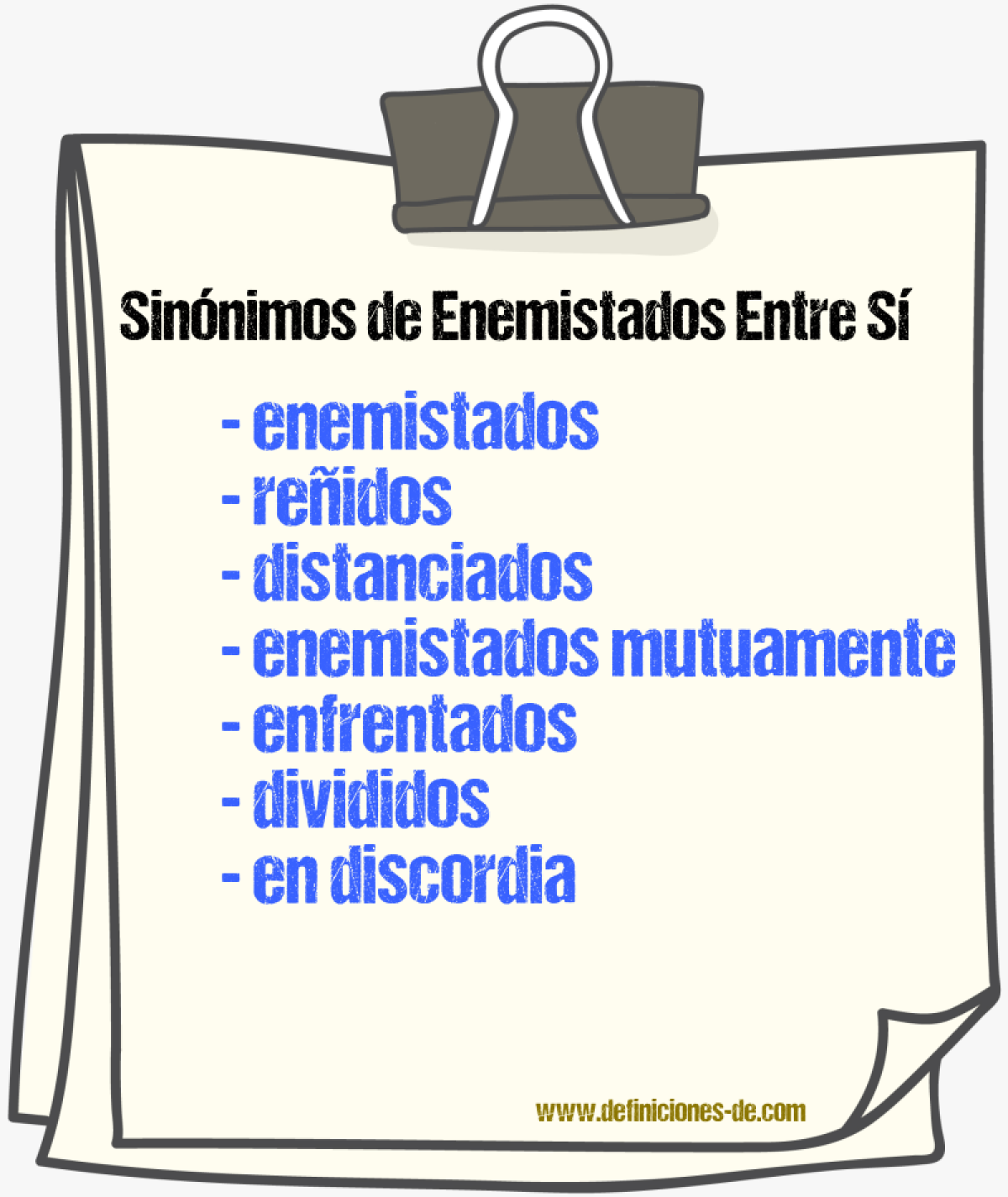 Sinónimos de enemistados entre sí