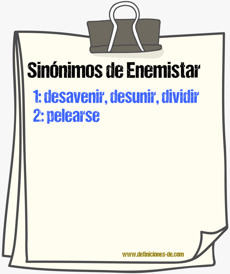 Sinnimos de enemistar