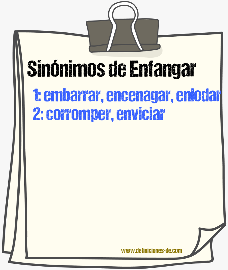 Sinnimos de enfangar