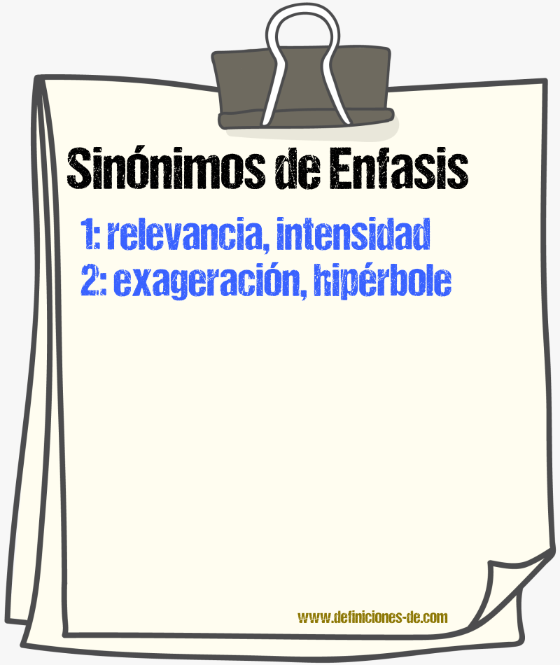 Sinónimos de enfasis