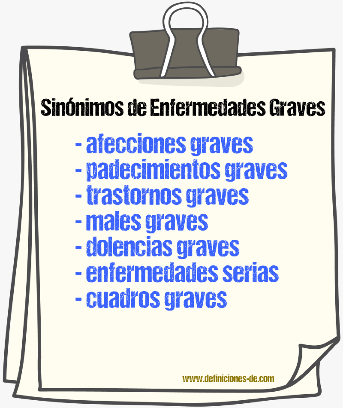Sinónimos de enfermedades graves