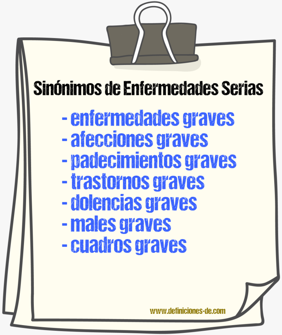 Sinónimos de enfermedades serias