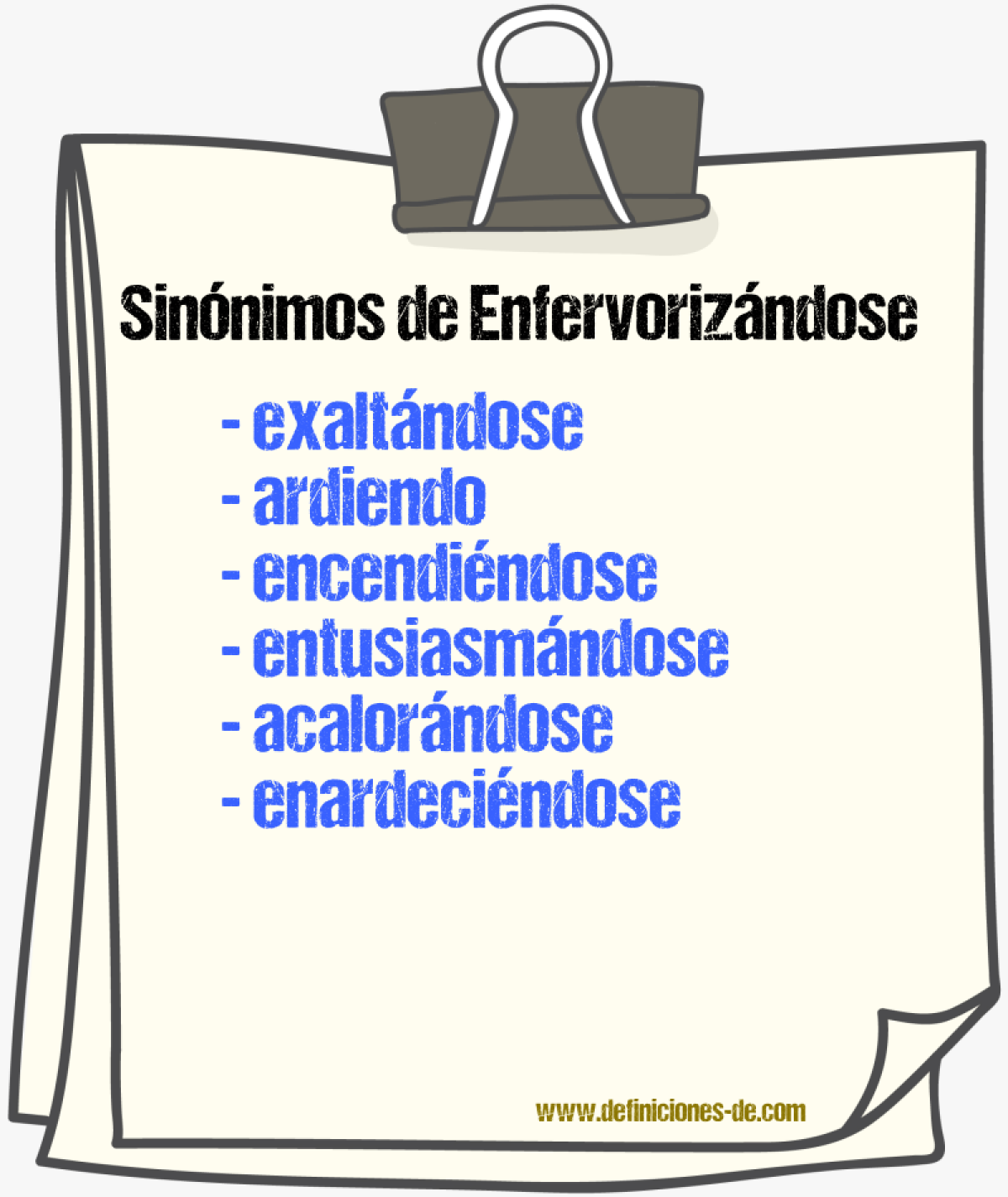 Sinónimos de enfervorizándose