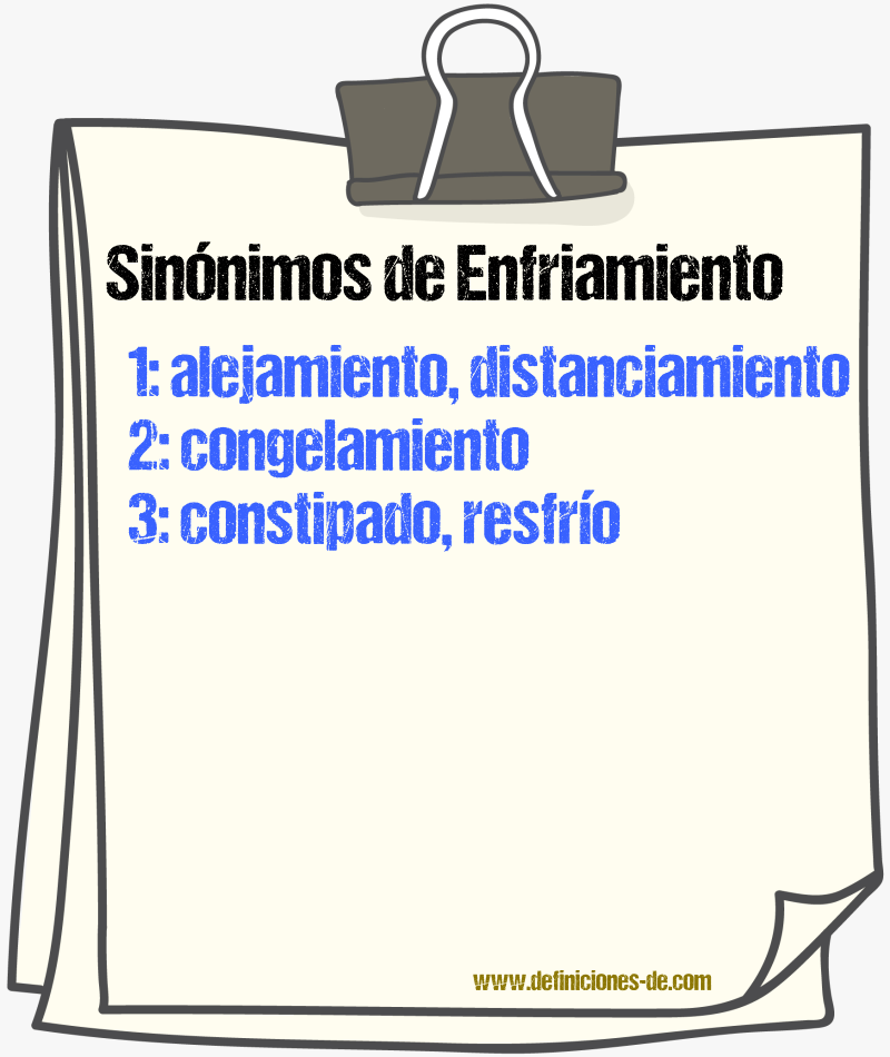 Sinnimos de enfriamiento