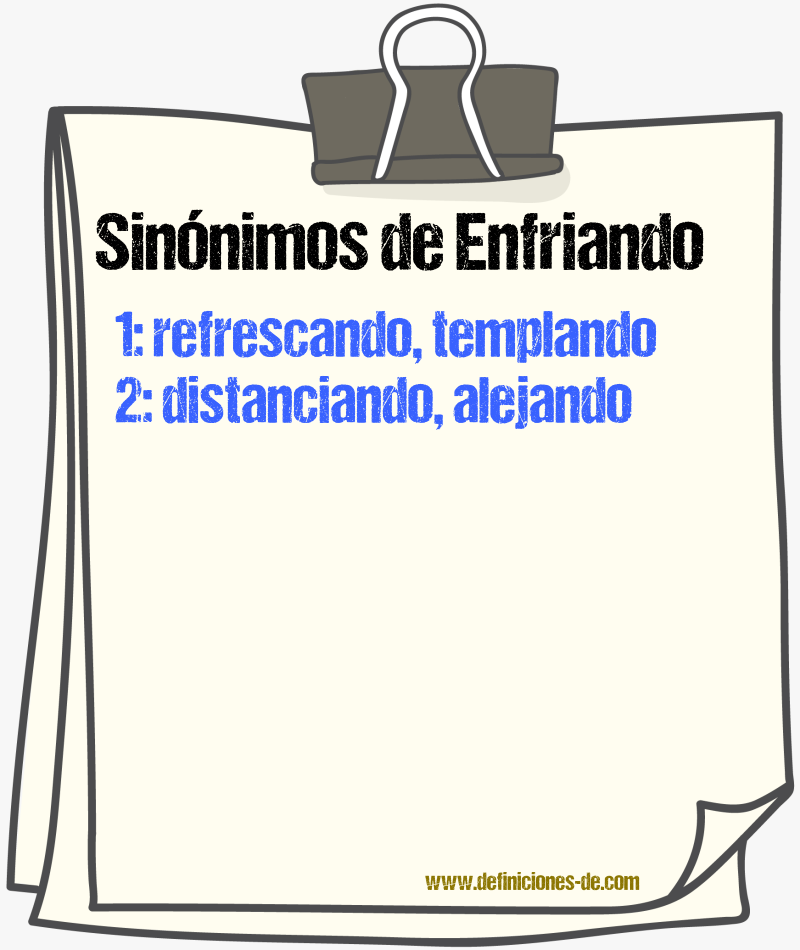 Sinónimos de enfriando
