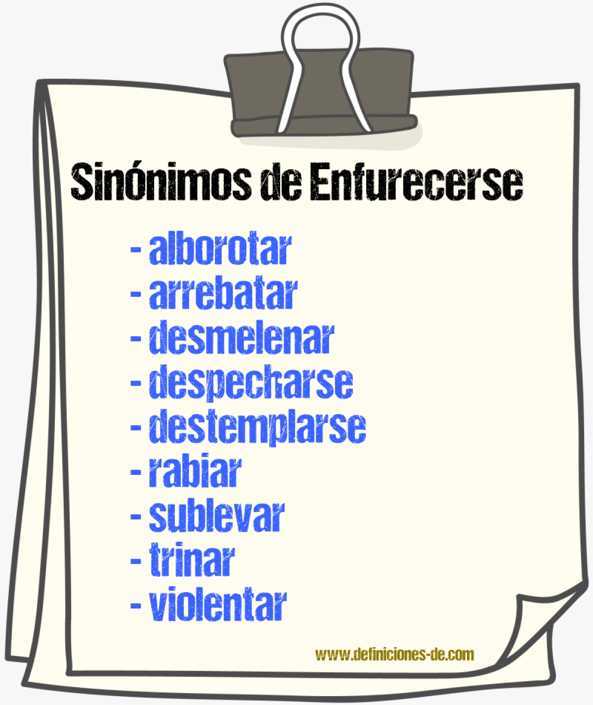 Sinnimos de enfurecerse