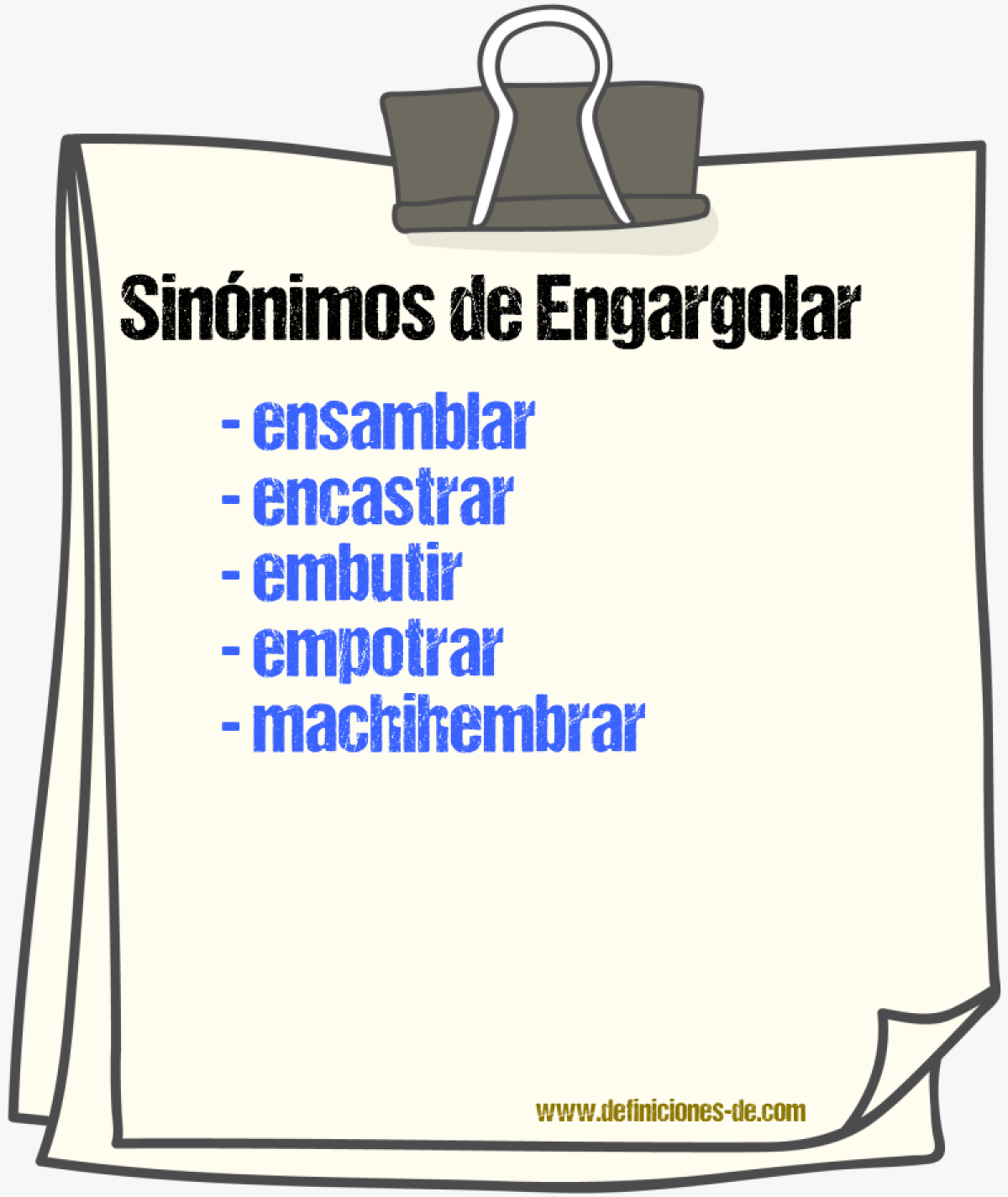 Sinnimos de engargolar