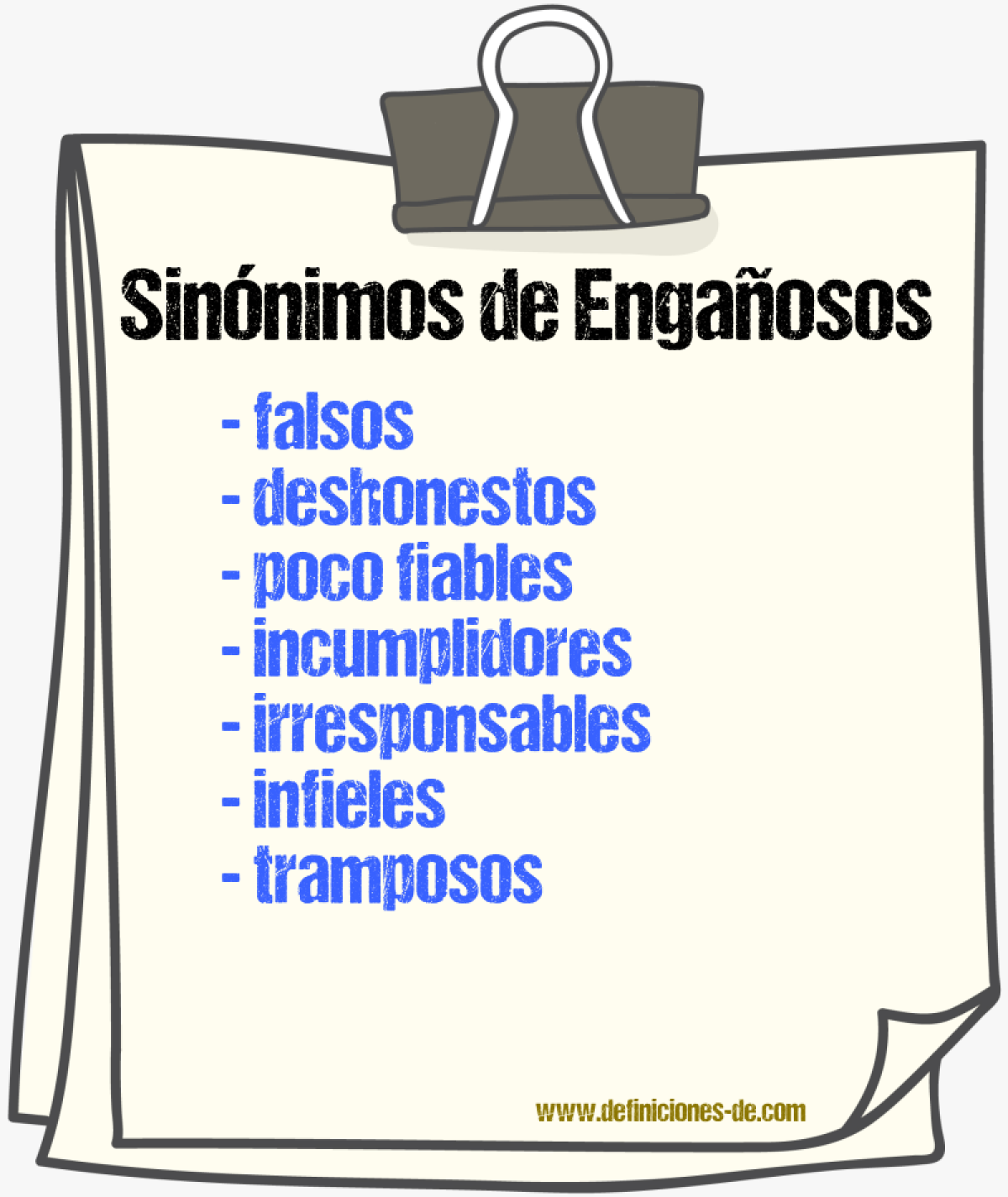 Sinónimos de engañosos