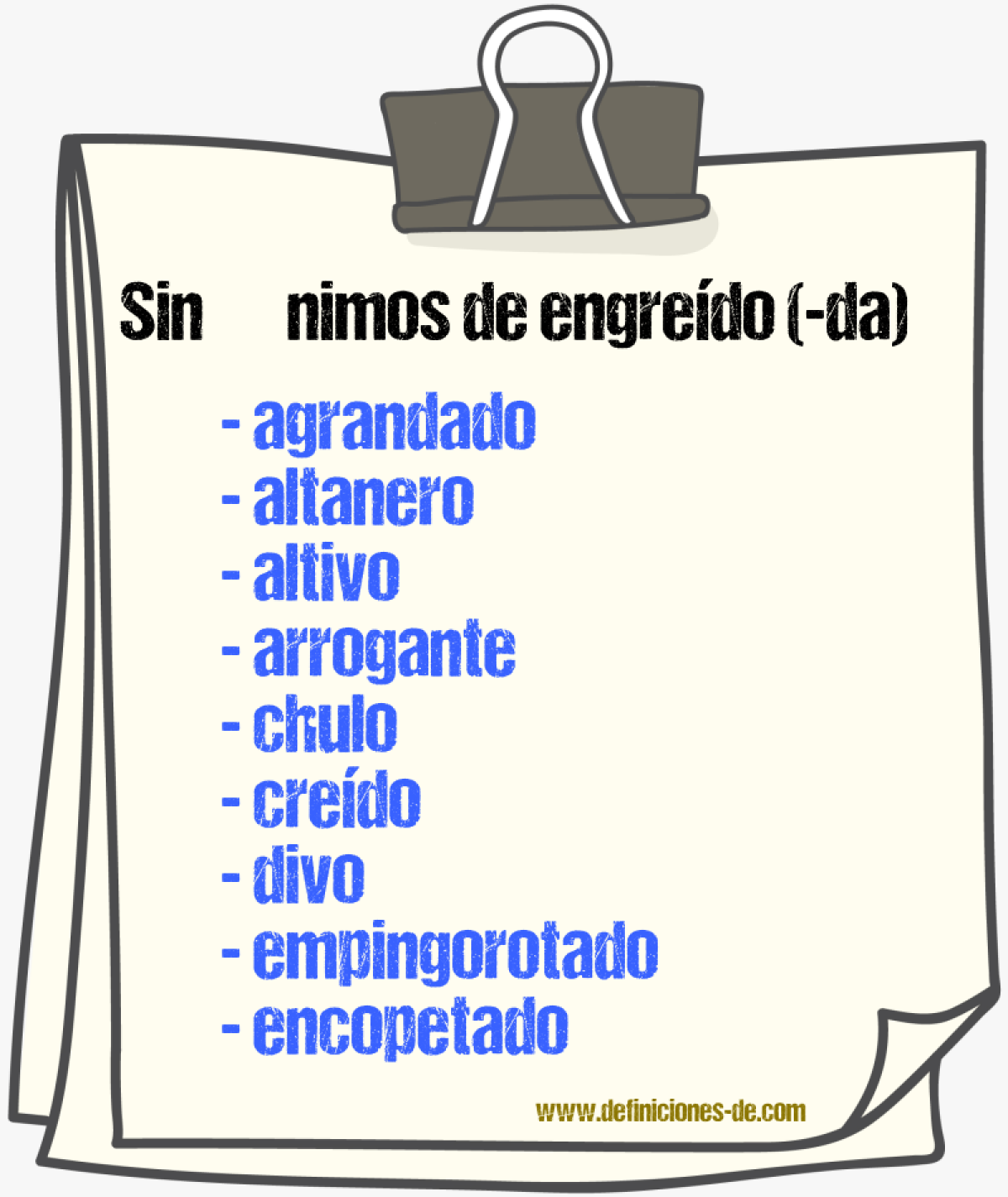 Sinnimos de engredo