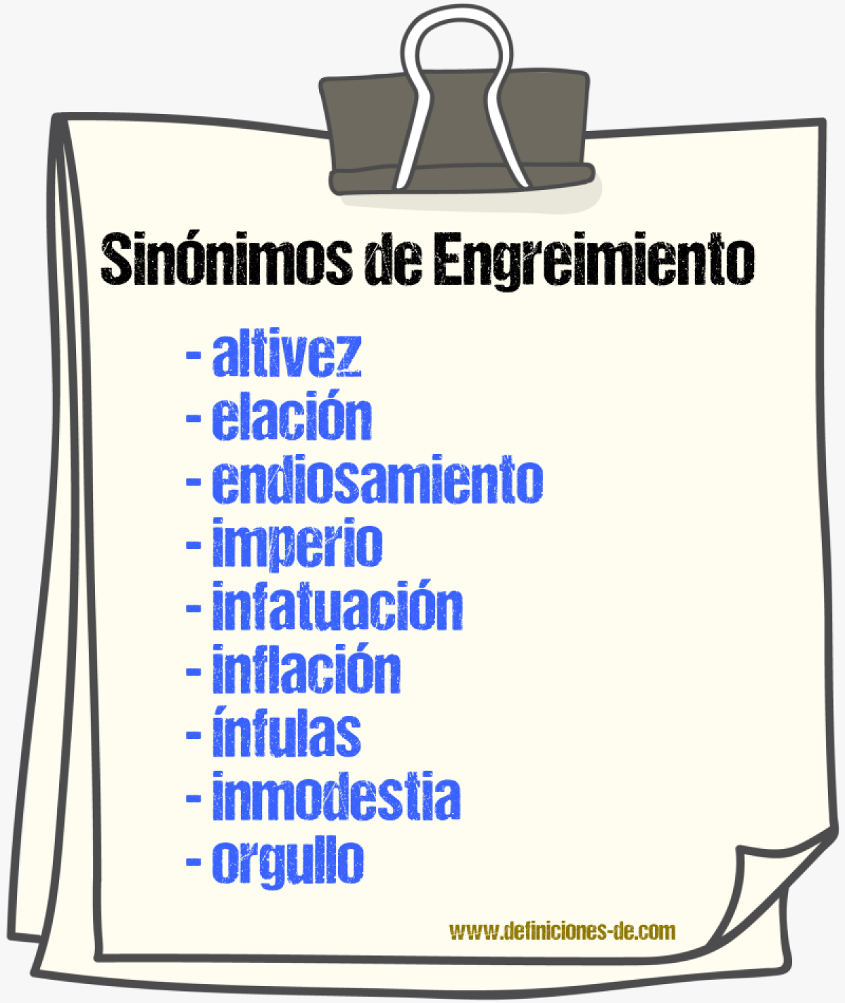 Sinnimos de engreimiento