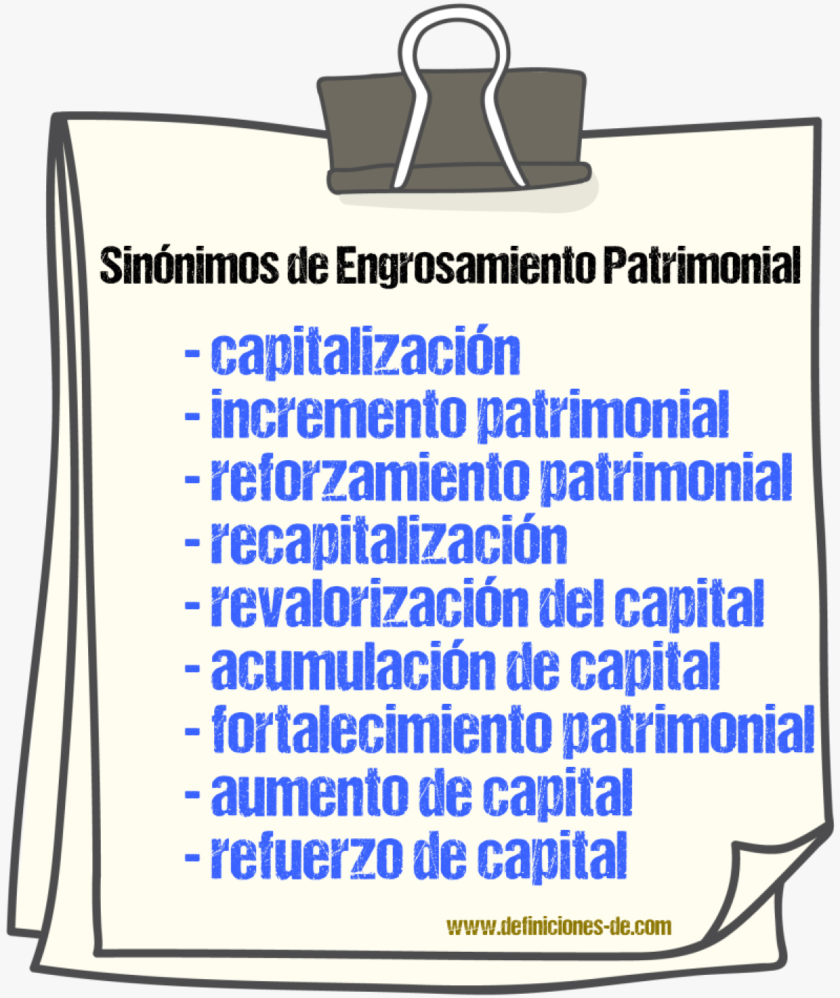 Sinónimos de engrosamiento patrimonial