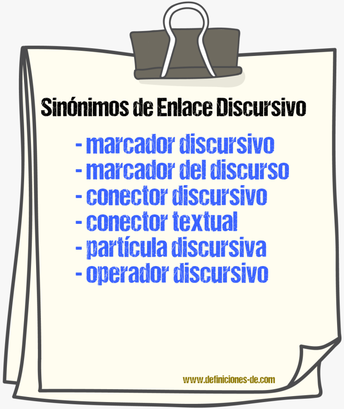 Sinónimos de enlace discursivo