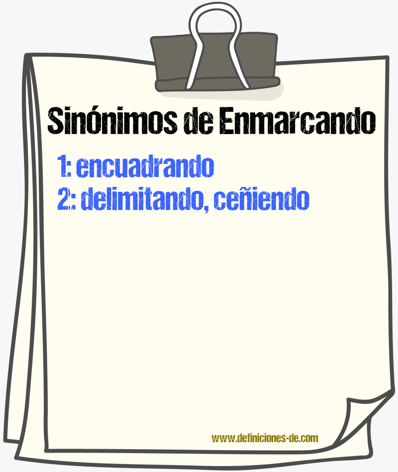 Sinónimos de enmarcando
