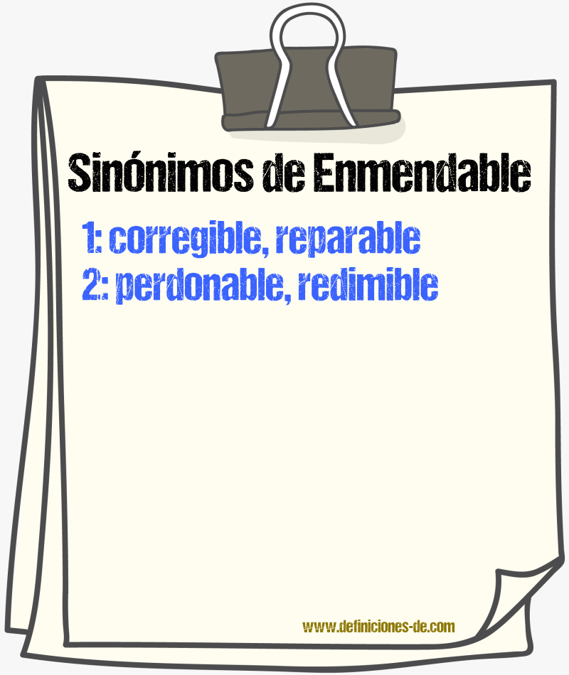Sinónimos de enmendable