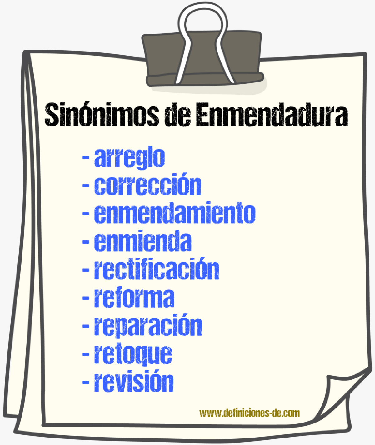 Sinnimos de enmendadura