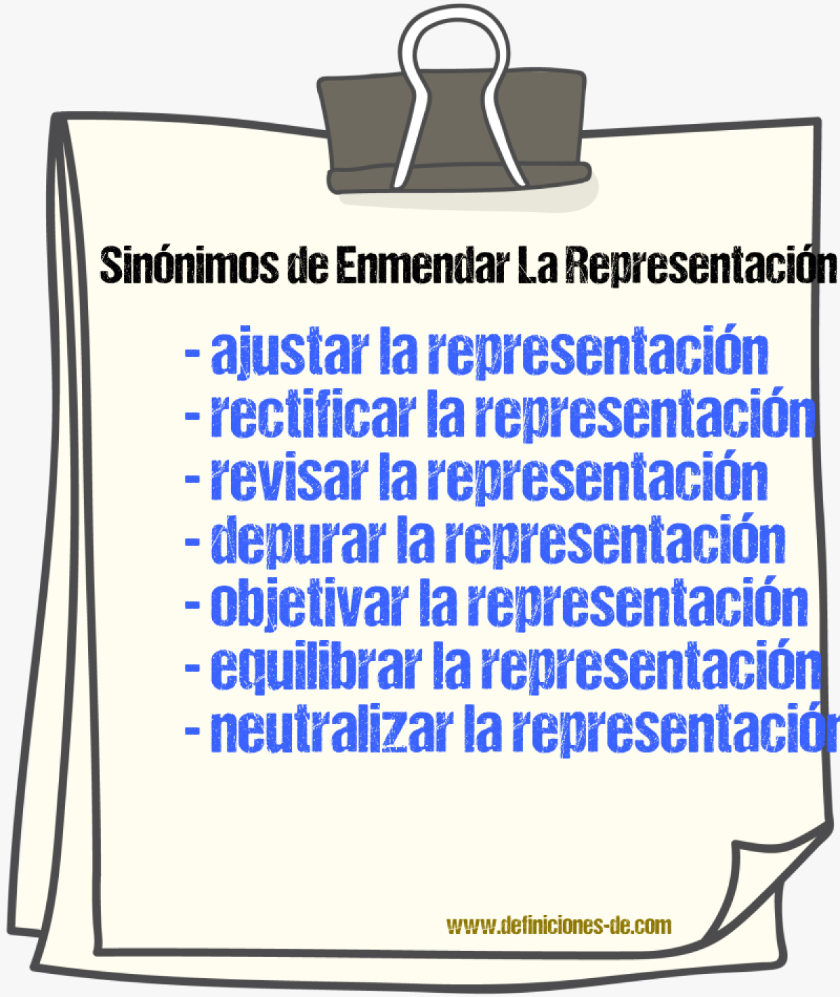 Sinónimos de enmendar la representación