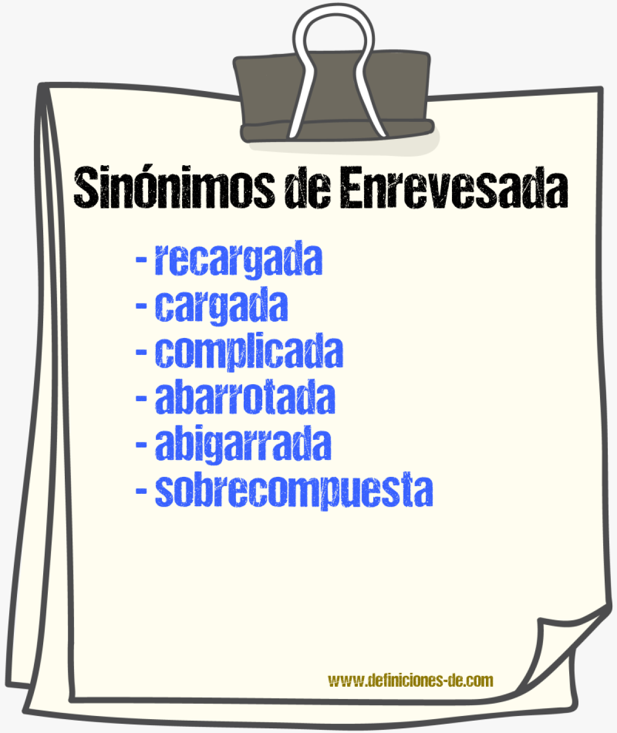 Sinónimos de enrevesada