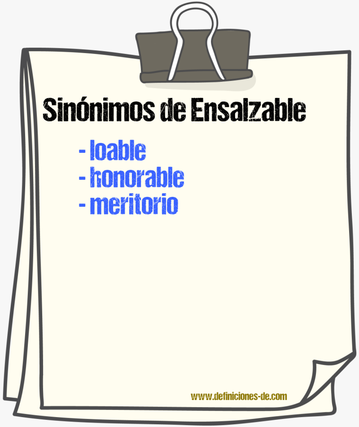 Sinnimos de ensalzable