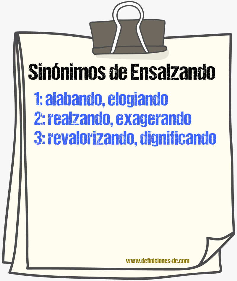 Sinónimos de ensalzando