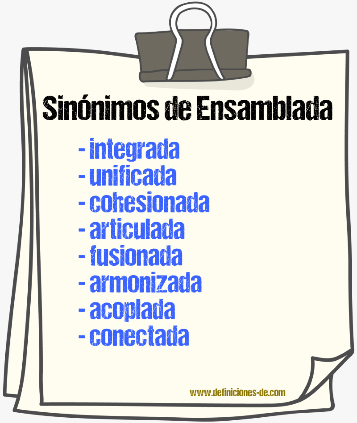 Sinónimos de ensamblada