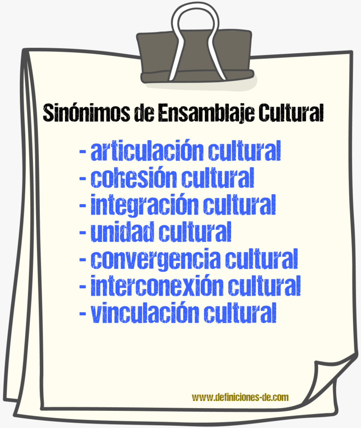 Sinónimos de ensamblaje cultural