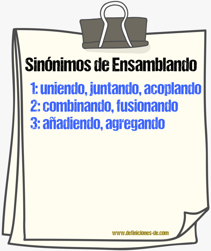 Sinónimos de ensamblando