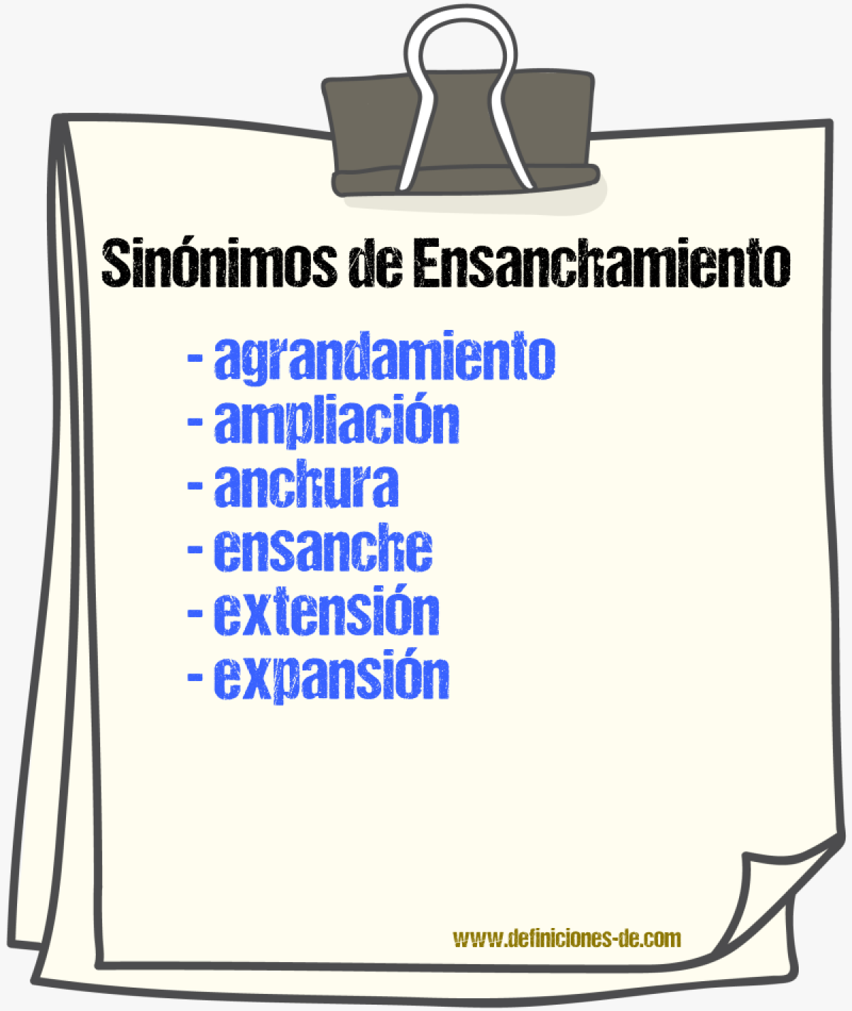 Sinnimos de ensanchamiento