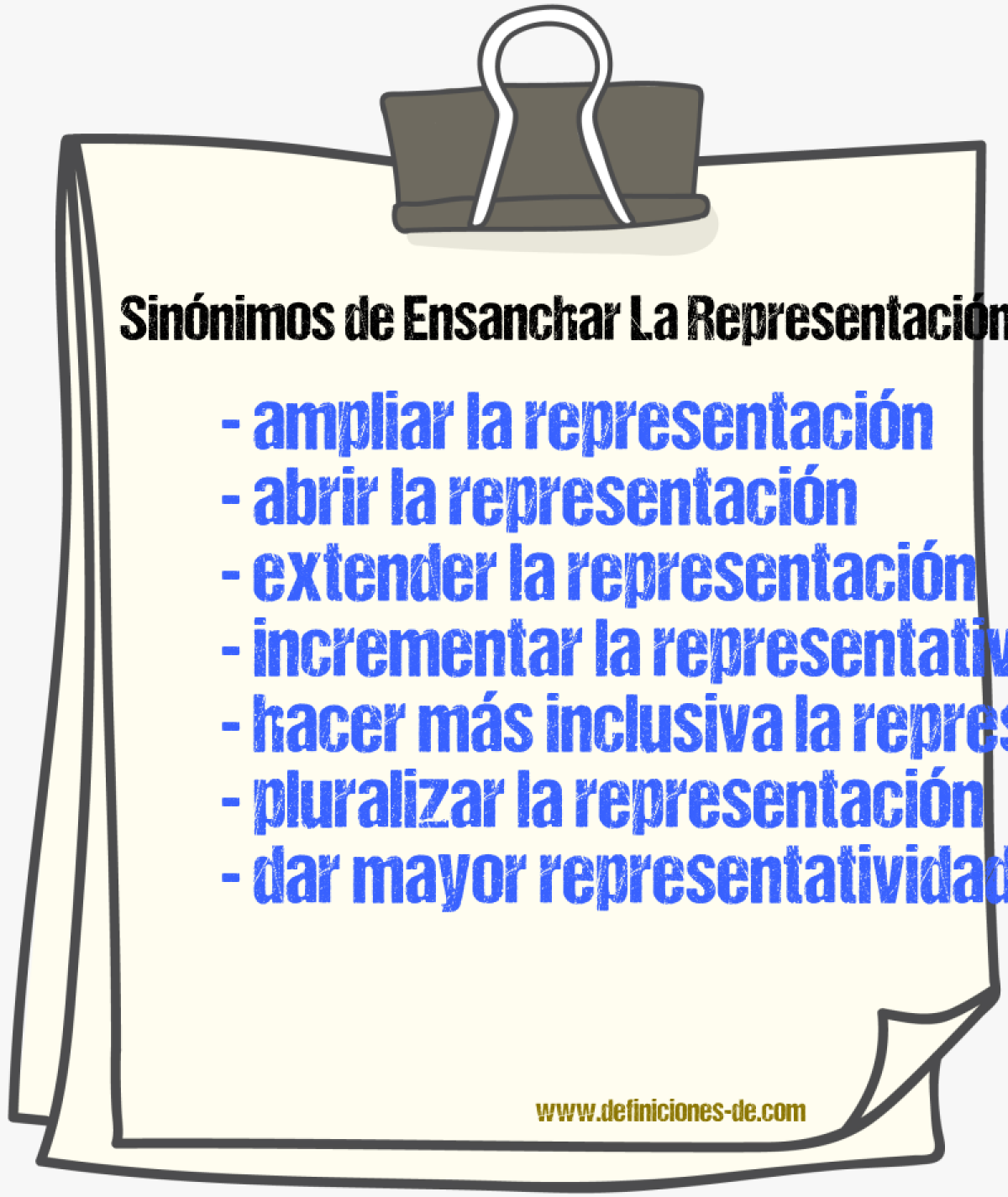 Sinónimos de ensanchar la representación