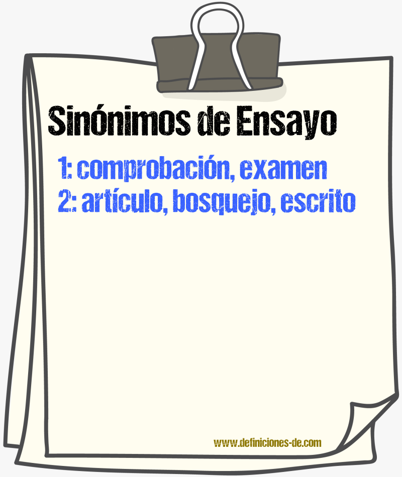 Sinnimos de ensayo