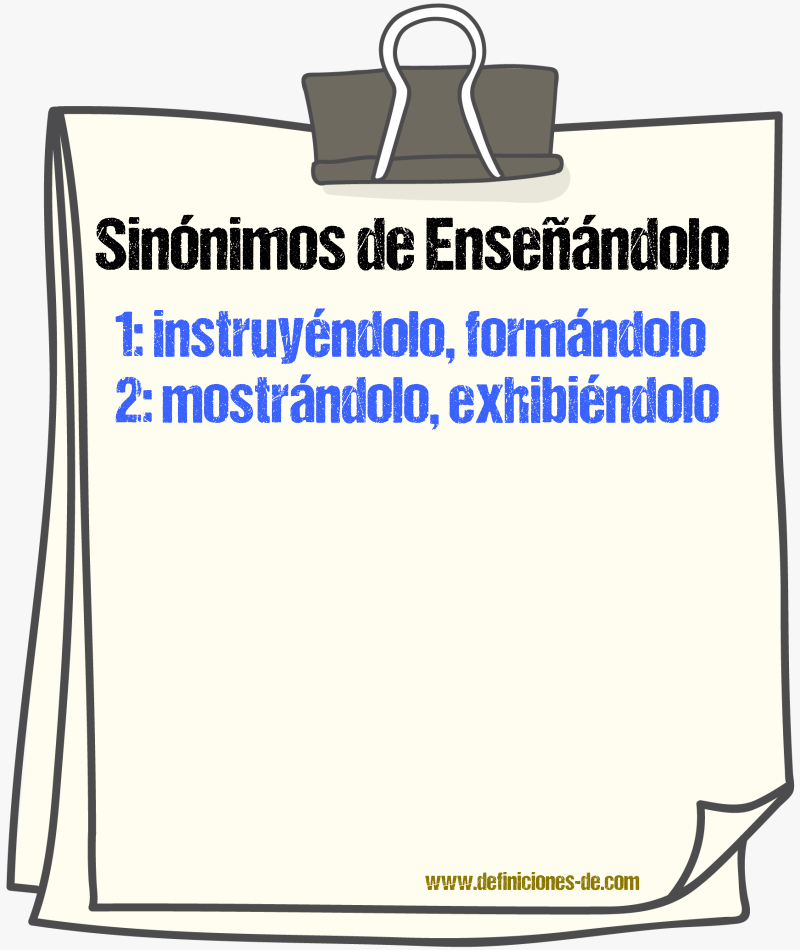 Sinónimos de enseñándolo