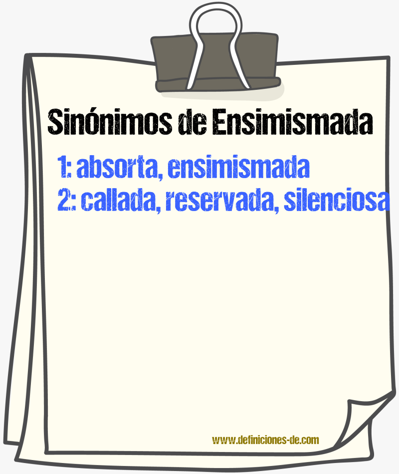 Sinónimos de ensimismada