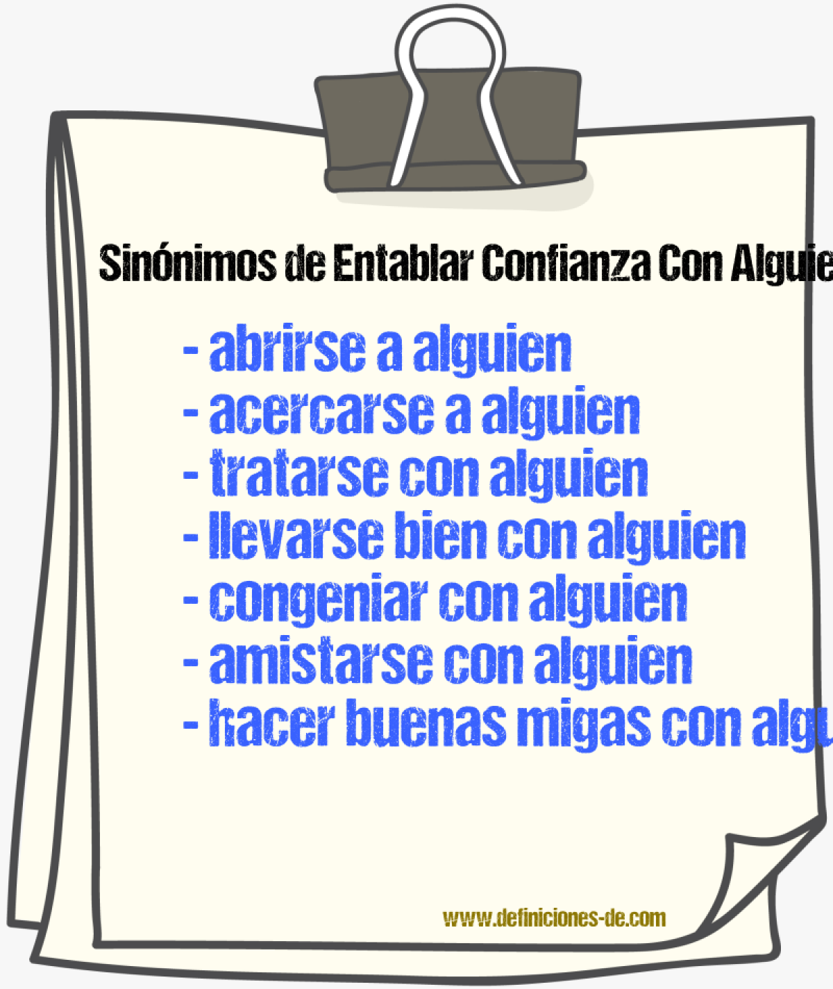 Sinónimos de entablar confianza con alguien