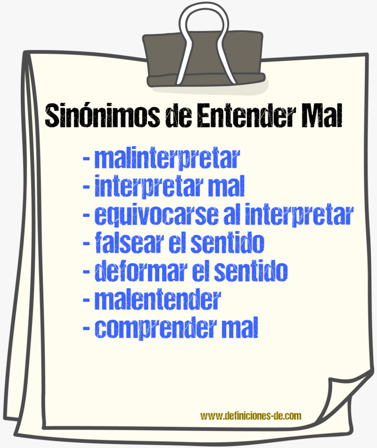 Sinónimos de entender mal