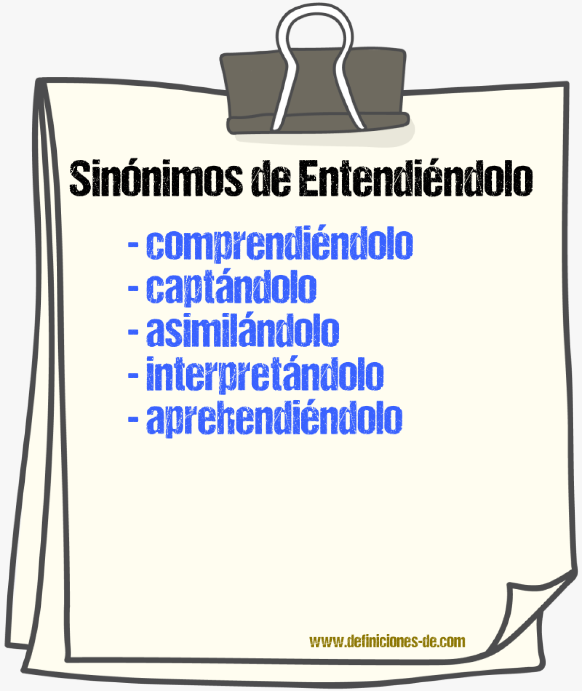 Sinónimos de entendiéndolo