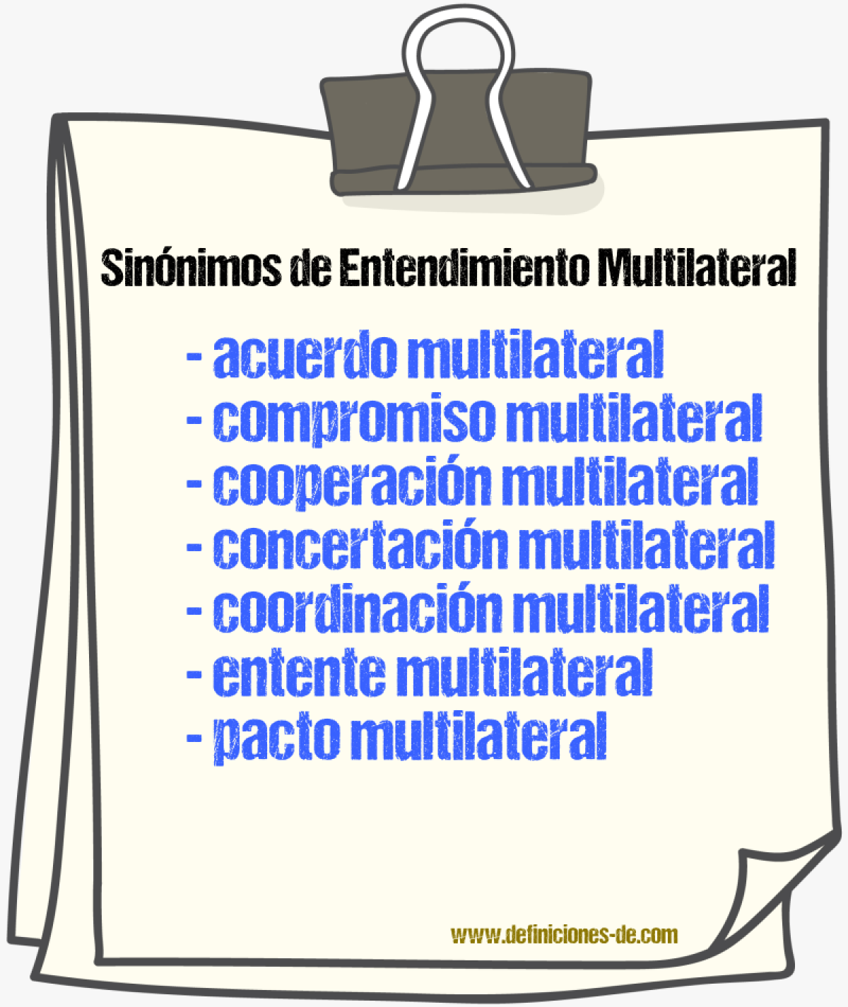 Sinónimos de entendimiento multilateral