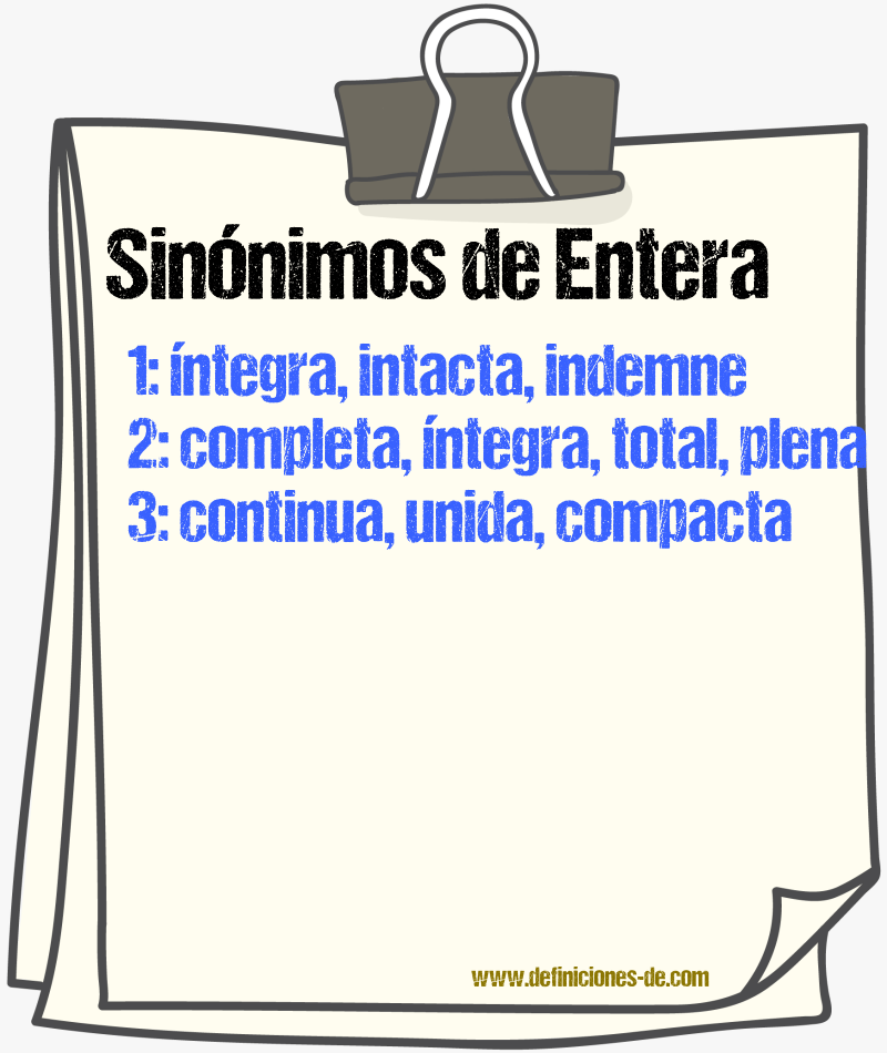 Sinónimos de entera