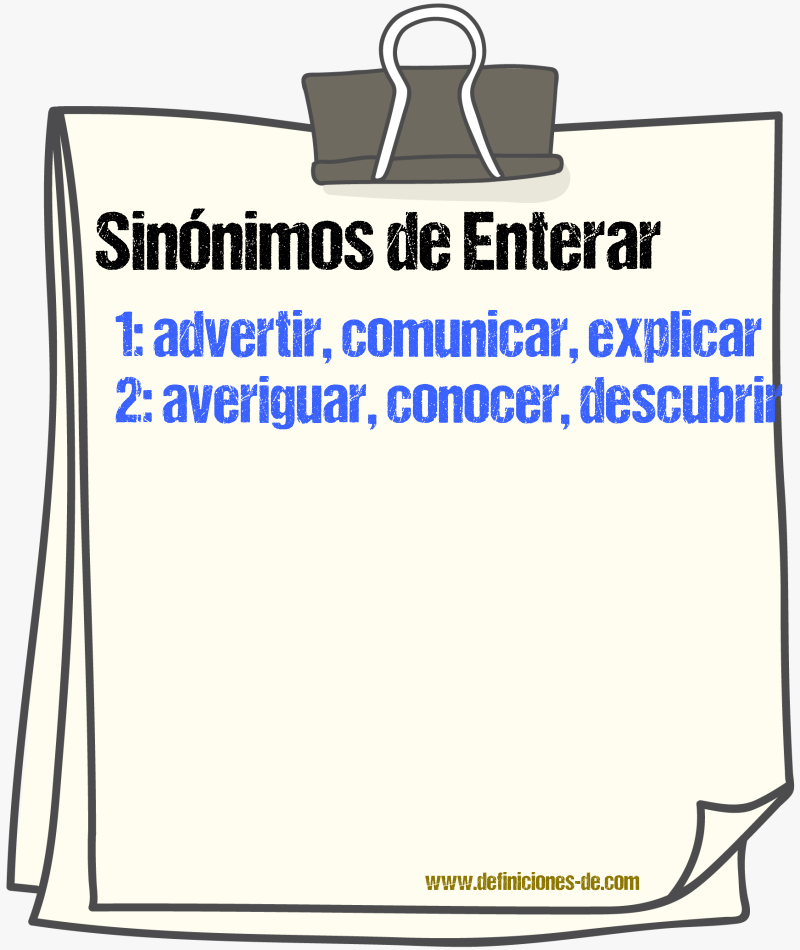 Sinnimos de enterar