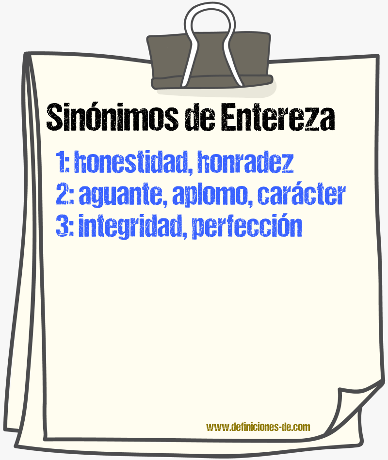 Sinnimos de entereza