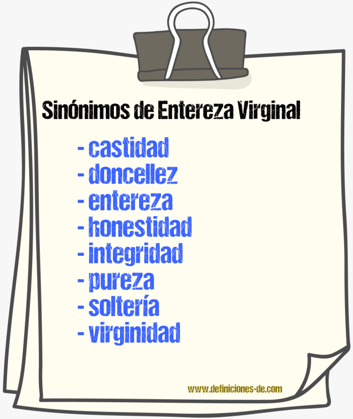 Sinnimos de entereza virginal