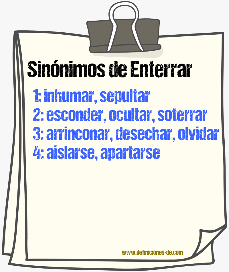 Sinnimos de enterrar