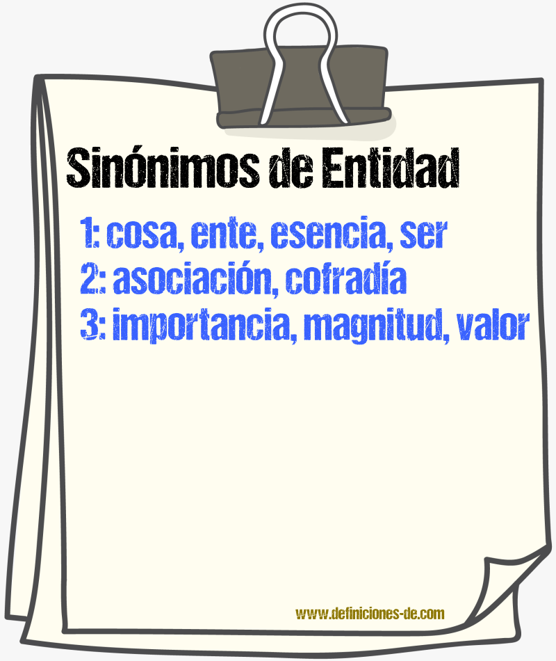 Sinnimos de entidad