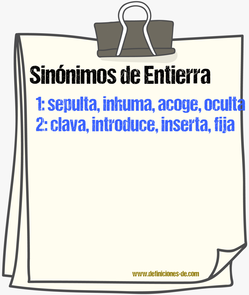 Sinónimos de entierra