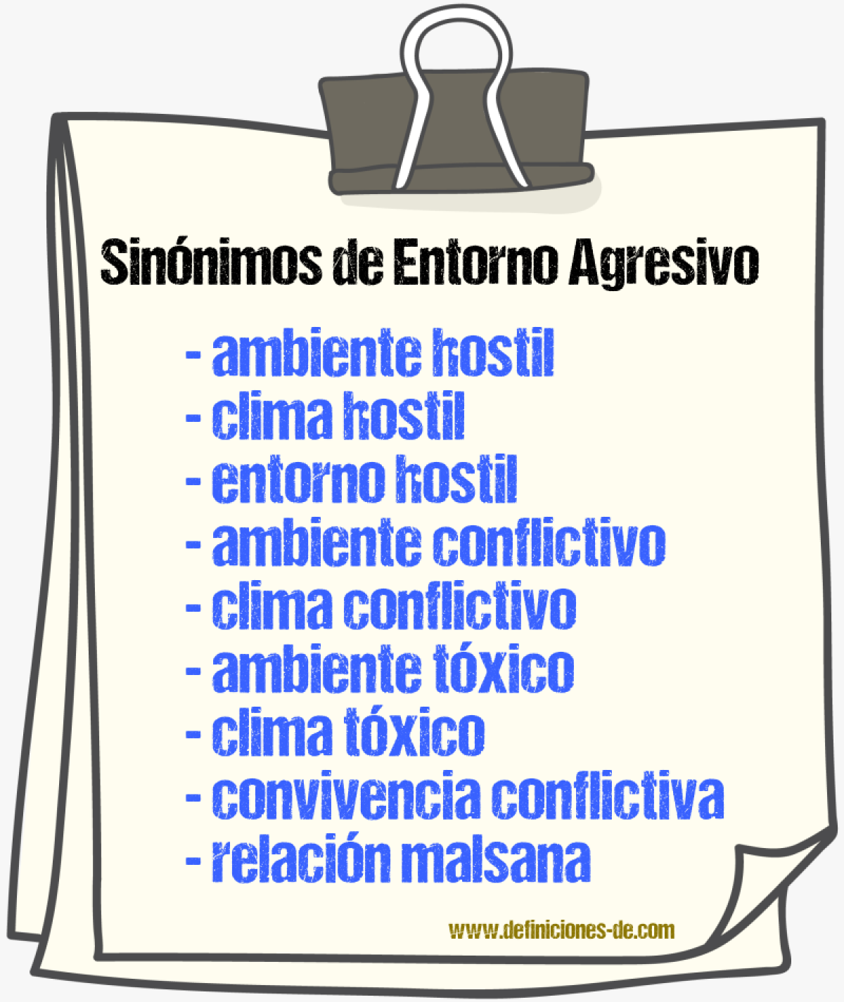 Sinónimos de entorno agresivo