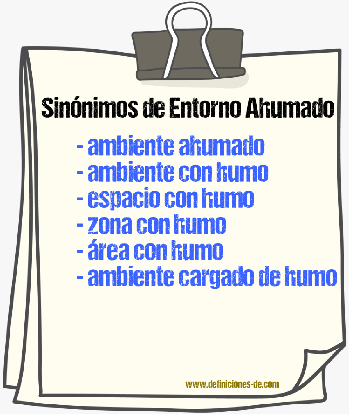 Sinónimos de entorno ahumado
