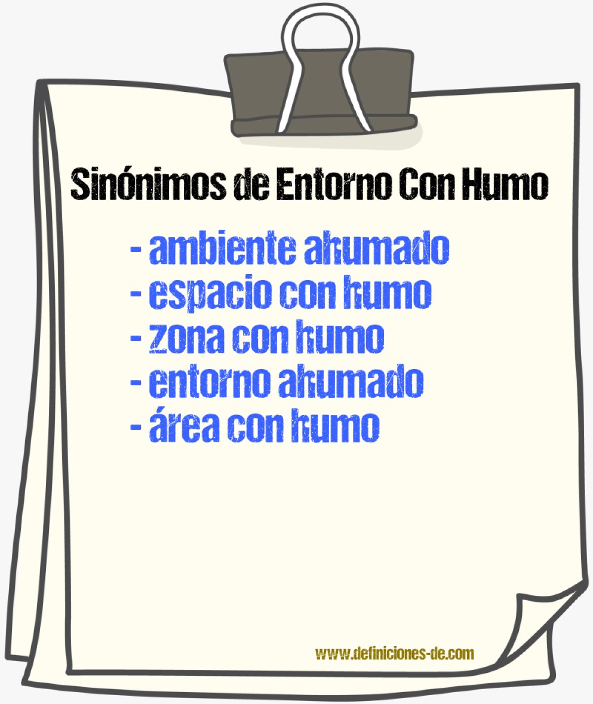 Sinónimos de entorno con humo